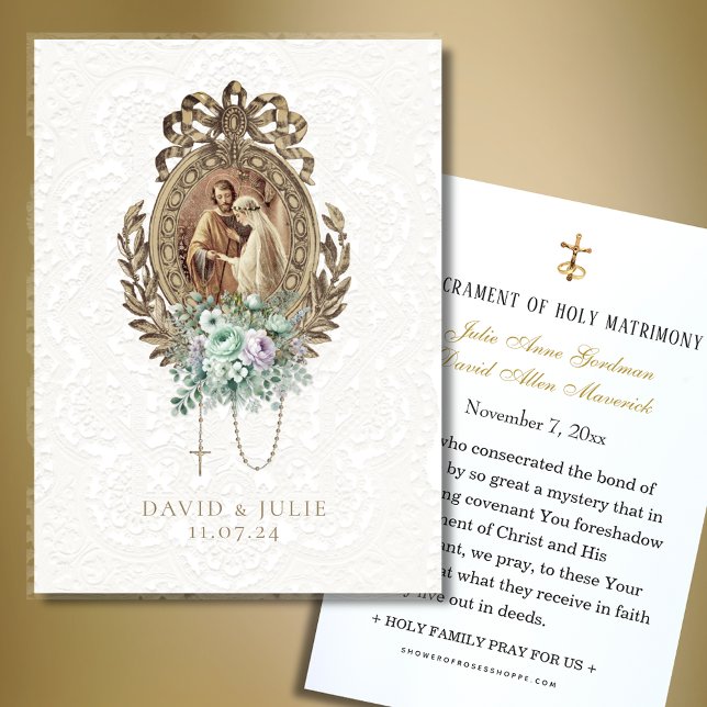Catholic Mary Joseph Floral Wedding Prayer Cards (Creator Uploaded)