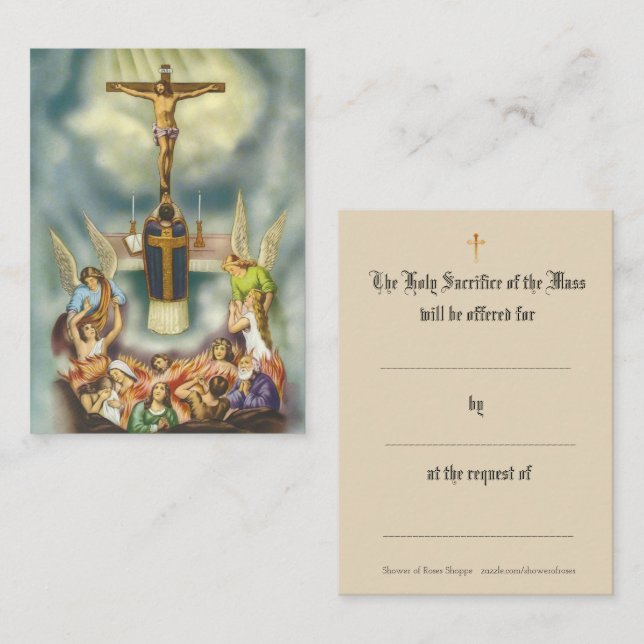 Catholic Mass Offering Funeral Prayer Holy Cards (Front/Back)