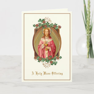 Catholic Mass Offering Jesus Holding Eucharist Card
