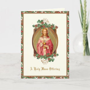 Catholic Mass Offering Jesus Holding Eucharist  Card