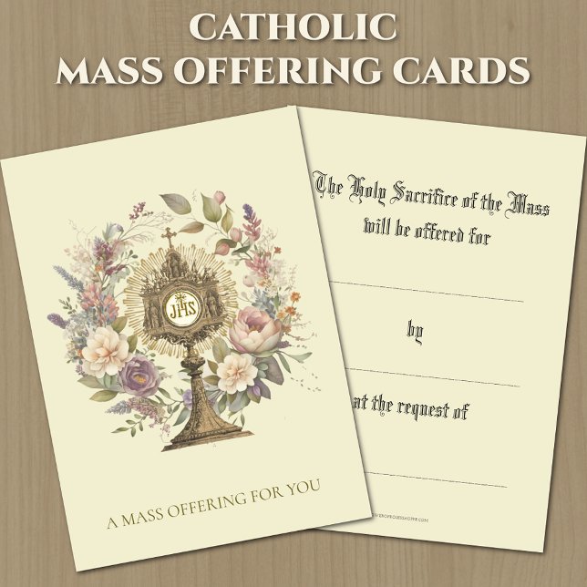 Catholic Mass Offering  Monstrance Floral  Card (Creator Uploaded)