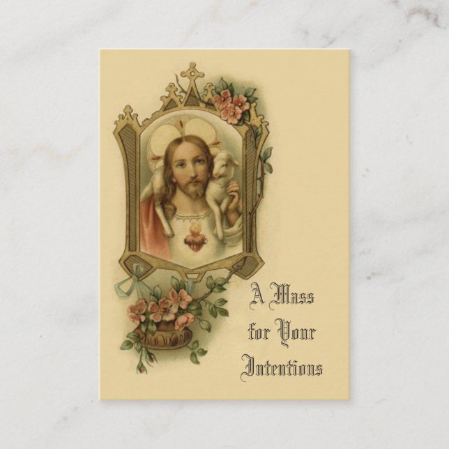 Catholic Mass Offering Sacred Heart Jesus Holy Business Card (Front)