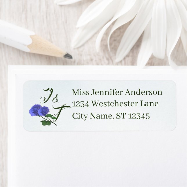 Catholic Misty-Blue & Green Monogrammed Return Address Label (Insitu)
