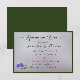 Catholic Misty Mauve & Green Rehearsal Dinner  Invitation
