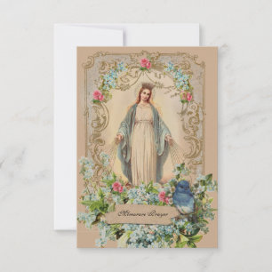 Catholic Mother Mary Floral Memorare Prayer