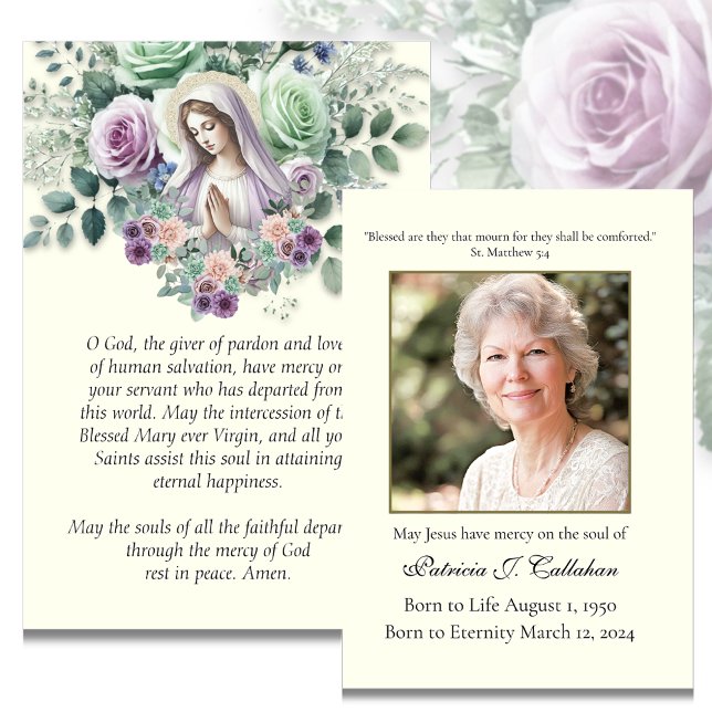 Catholic Mother Mary Funeral Memorial Prayer Card (Creator Uploaded)