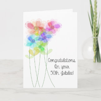 Catholic Nun 50th Jubilee Floral Card