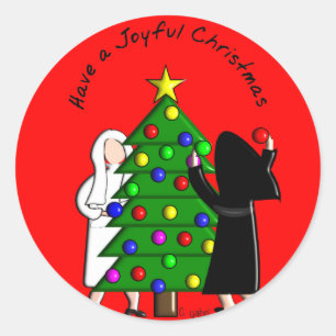 Catholic Nun Art Christmas Cards & Gifts Classic Round Sticker