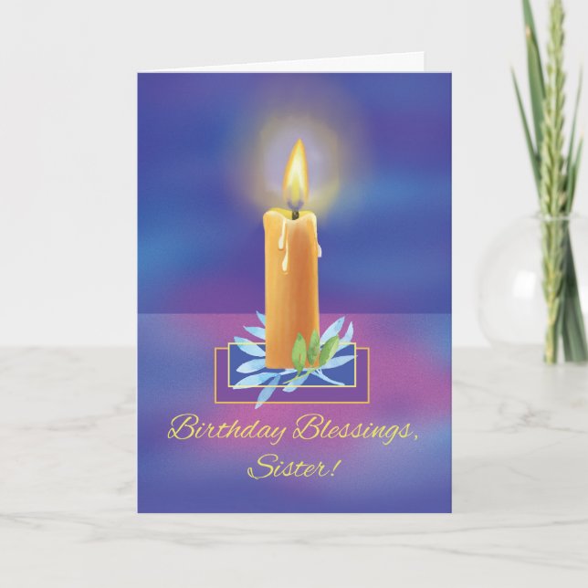 Catholic Nun Birthday Blessings with Shining Light Card (Front)