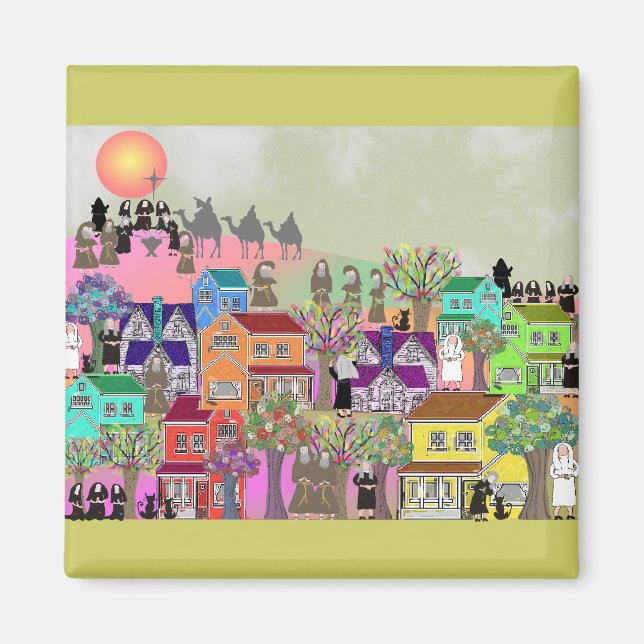 Catholic Nun & Catholic Monk Art Gifts Magnet (Front)