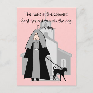 Catholic Nun Funny Cards "Walking The Dog"