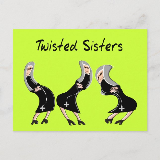 Catholic Nun Gifts "Twisted Sisters" Design Postcard (Front)