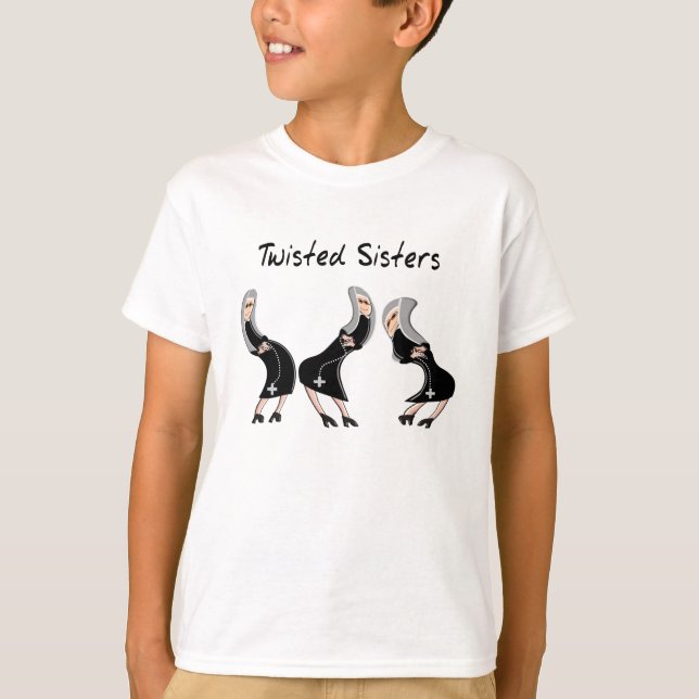 Catholic Nun Gifts "Twisted Sisters" Design T-Shirt (Front)