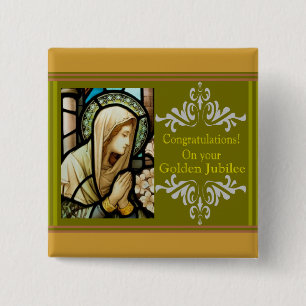 Catholic Nun "Golden Jubilee" Cards & Gifts 15 Cm Square Badge