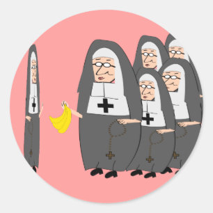 Catholic Nun Humour "Fat Sisters" Classic Round Sticker
