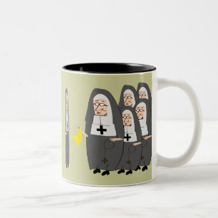 Catholic Nun Humour "Fat Sisters" Two-Tone Coffee Mug