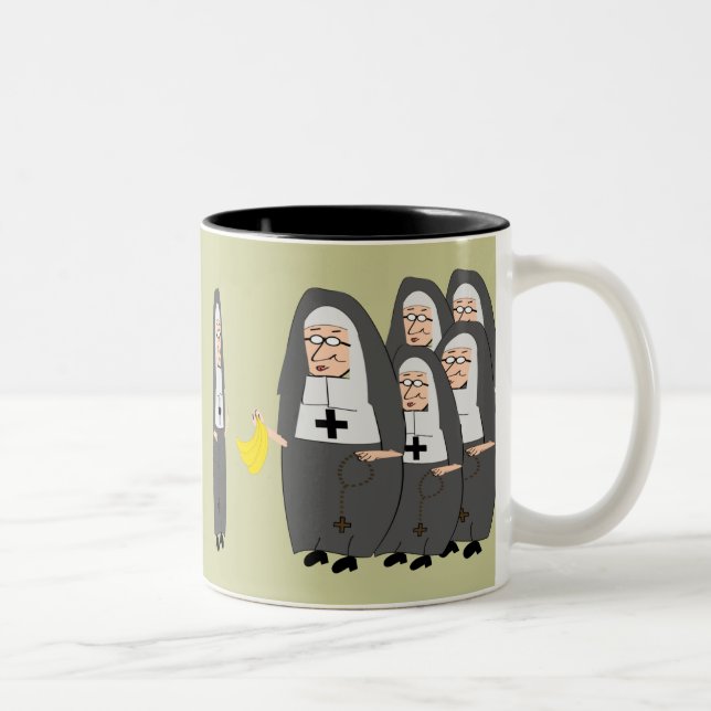 Catholic Nun Humour "Fat Sisters" Two-Tone Coffee Mug (Right)