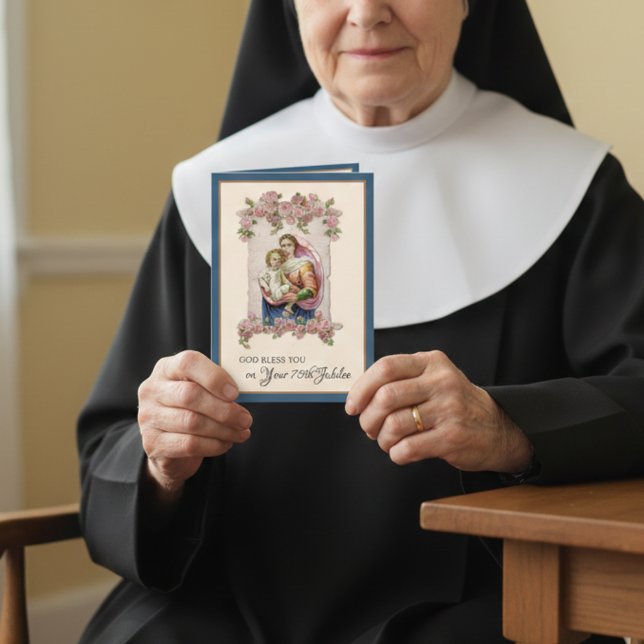 Catholic Nun Jubilee Anniversary Virgin Mary Roses Card (Creator Uploaded)