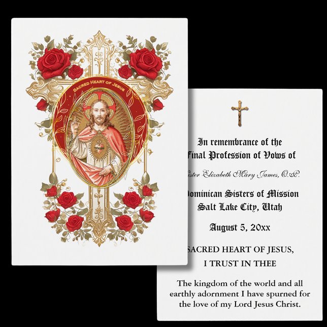 CATHOLIC NUN PROFESSION OF VOWS HOLY CARD (Creator Uploaded)