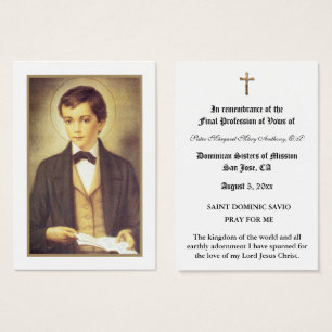 CATHOLIC NUN PROFESSION OF VOWS HOLY CARD