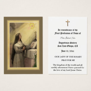 CATHOLIC NUN PROFESSION OF VOWS HOLY CARD