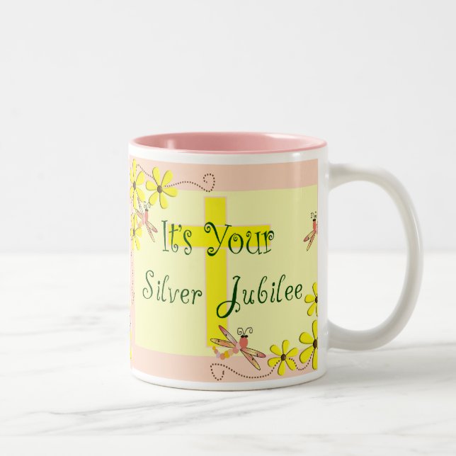Catholic Nun Silver Jubilee Cards, Mugs, Tote Bags Two-Tone Coffee Mug (Right)