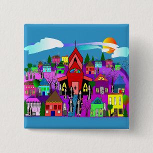Catholic Nuns Art "Heading to Church" 15 Cm Square Badge
