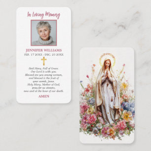 Catholic Prayer Card Floral Virgin Holy Mary