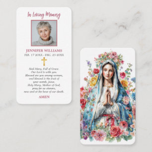 Catholic Prayer Card Our Lady of Sorrows Floral 