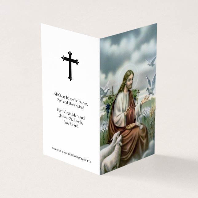 Catholic Prayer Cards | Jesus With Doves (Outside)