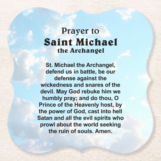 Catholic Prayer for Protection and Courage Paper Coaster (Front)