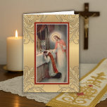 Catholic Priest Anniversary Ordination Crucifix Card<br><div class="desc">Celebrate the Anniversary of Priesthood with this beautiful traditional Catholic image of a priest offering the Holy Sacrifice of the Mass with Our Lord beside Him.  All text and fonts may be modified.</div>