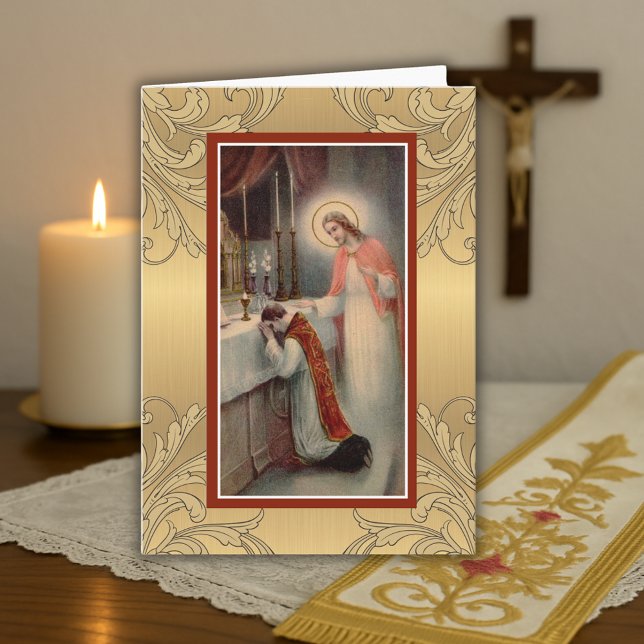 Catholic Priest Anniversary Ordination Crucifix Card (Creator Uploaded)