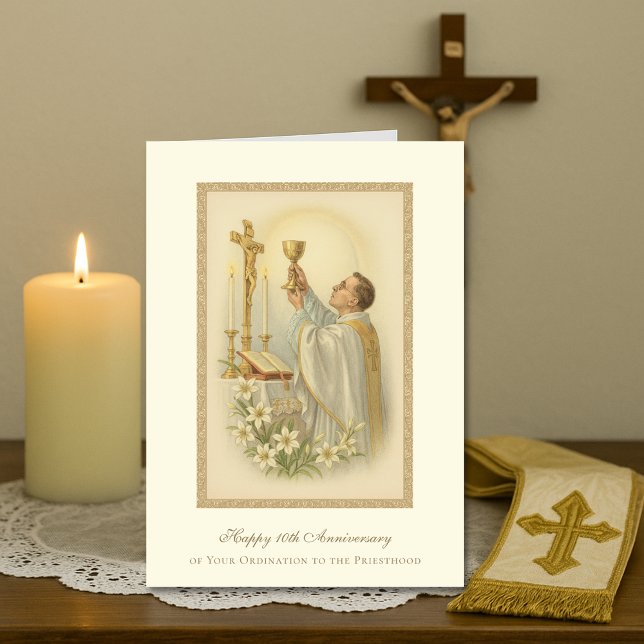 Catholic Priest Anniversary Ordination Deacon  Card (Creator Uploaded)