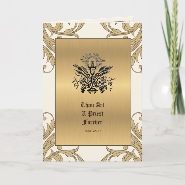 Catholic Priest Anniversary Ordination Gold Card (Front)