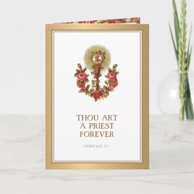Catholic Priest Anniversary Ordination Roses Card (Front)