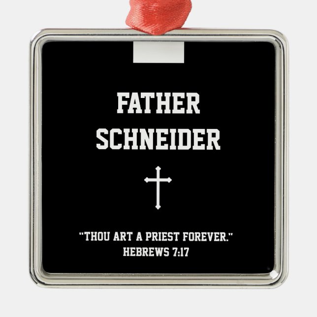 Catholic Priest Black Clergy Collar Religious Metal Ornament (Front)