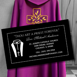 Catholic Priest Collar Black Scripture Quote Business Card
