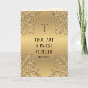 Catholic Priest Deacon Ordination Anniversary Gold Card