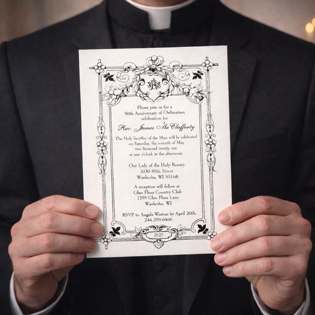 Catholic Priest Deacon Ordination Anniversary  Invitation (Creator Uploaded)