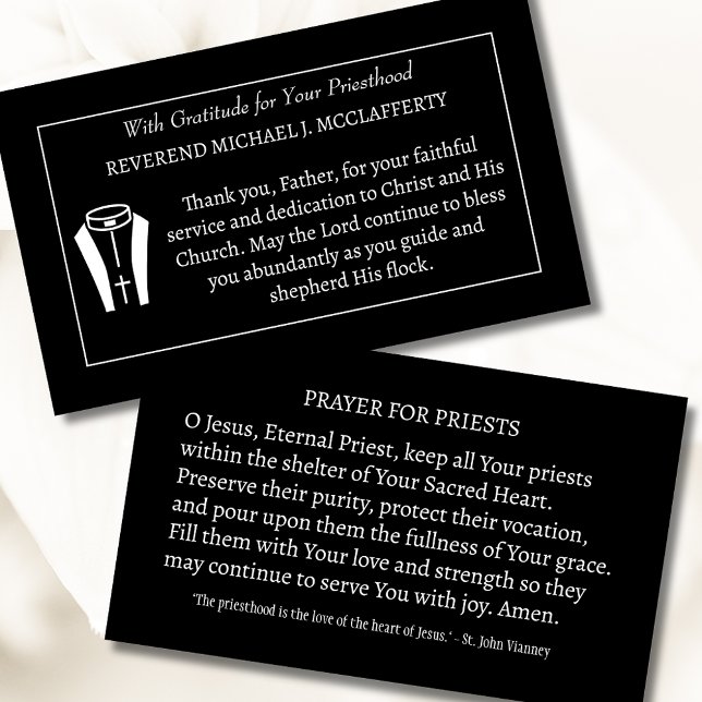 Catholic Priest Gratitude Prayer Thanksgiving Business Card (Creator Uploaded)