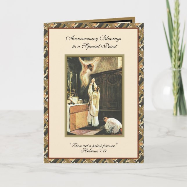 Catholic Priest Offering Mass Prayer Ordination Card (Front)