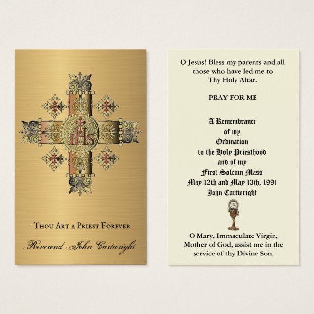 CATHOLIC PRIEST ORDINATION  ANNIVERSARY HOLY CARDS (Front & Back)