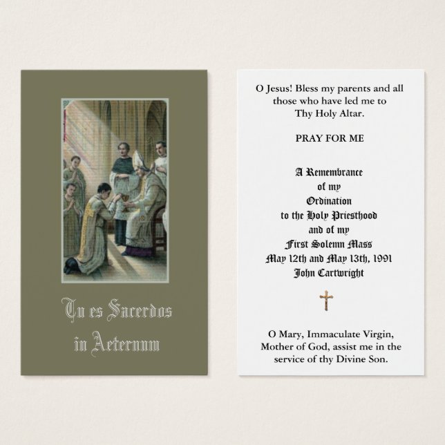 CATHOLIC PRIEST ORDINATION ANNIVERSARY HOLY CARDS (Front & Back)