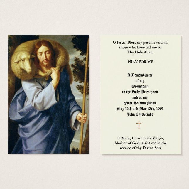 CATHOLIC PRIEST ORDINATION ANNIVERSARY HOLY CARDS (Front & Back)