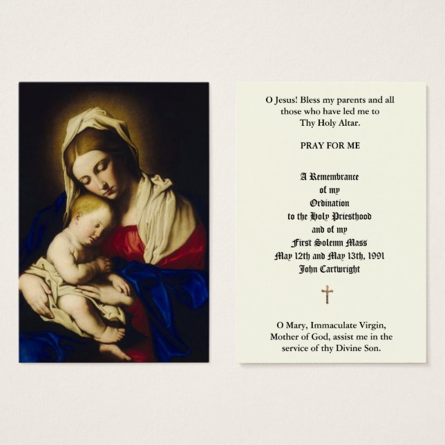 CATHOLIC PRIEST ORDINATION ANNIVERSARY HOLY CARDS (Front & Back)