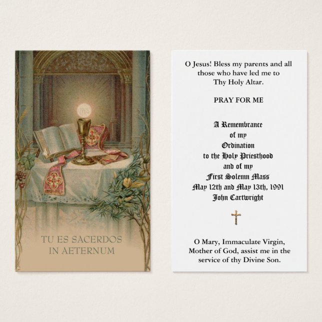 CATHOLIC PRIEST ORDINATION ANNIVERSARY HOLY CARDS (Front & Back)