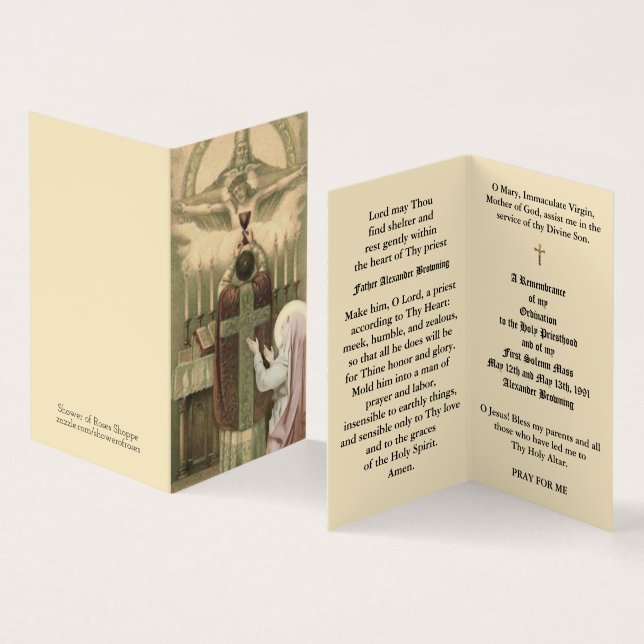 Catholic Priest Ordination Anniversary Holy Cards (Inside and Outside)