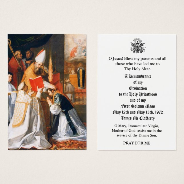 CATHOLIC PRIEST ORDINATION  ANNIVERSARY HOLY CARDS (Front & Back)