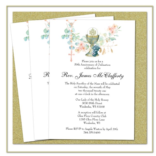 Catholic  Priest Ordination Anniversary Invitation (Creator Uploaded)